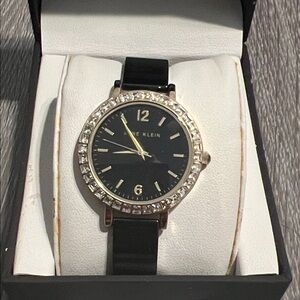 Anne Klein Black and Silver Crystal Women's Watch
